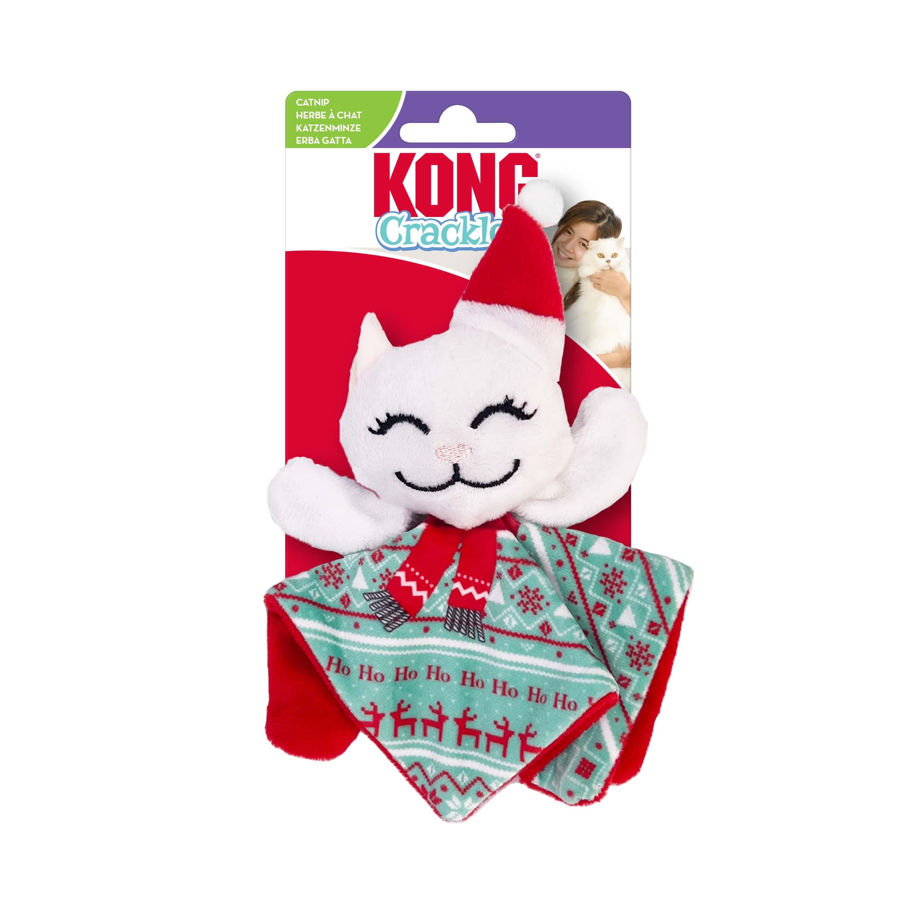 Kong Kattleksak Holiday Crackles Santa Kitty Flerfärgad