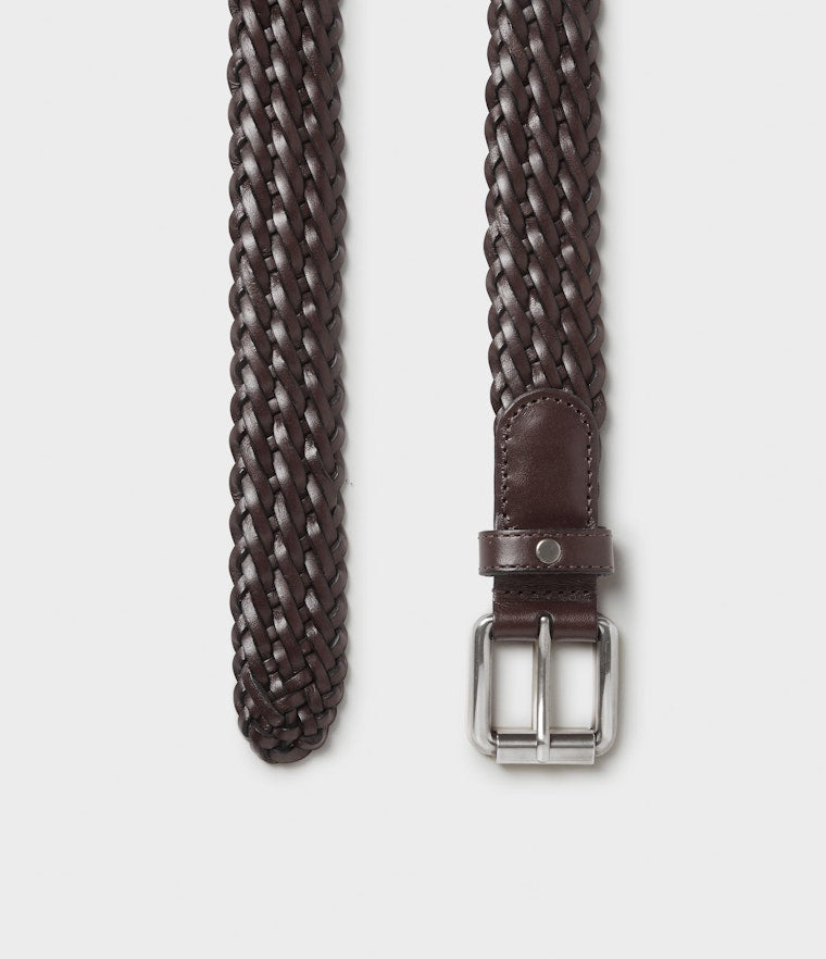 Saddler Grahn Flätat Läderbälte - Mörkbrun - Travels And Bags
