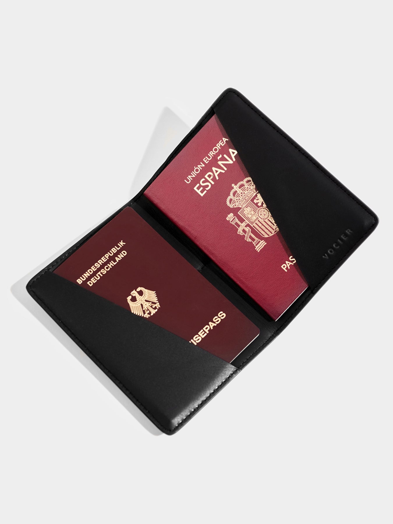 Passport Holder Black Leather Schwarzes Leder