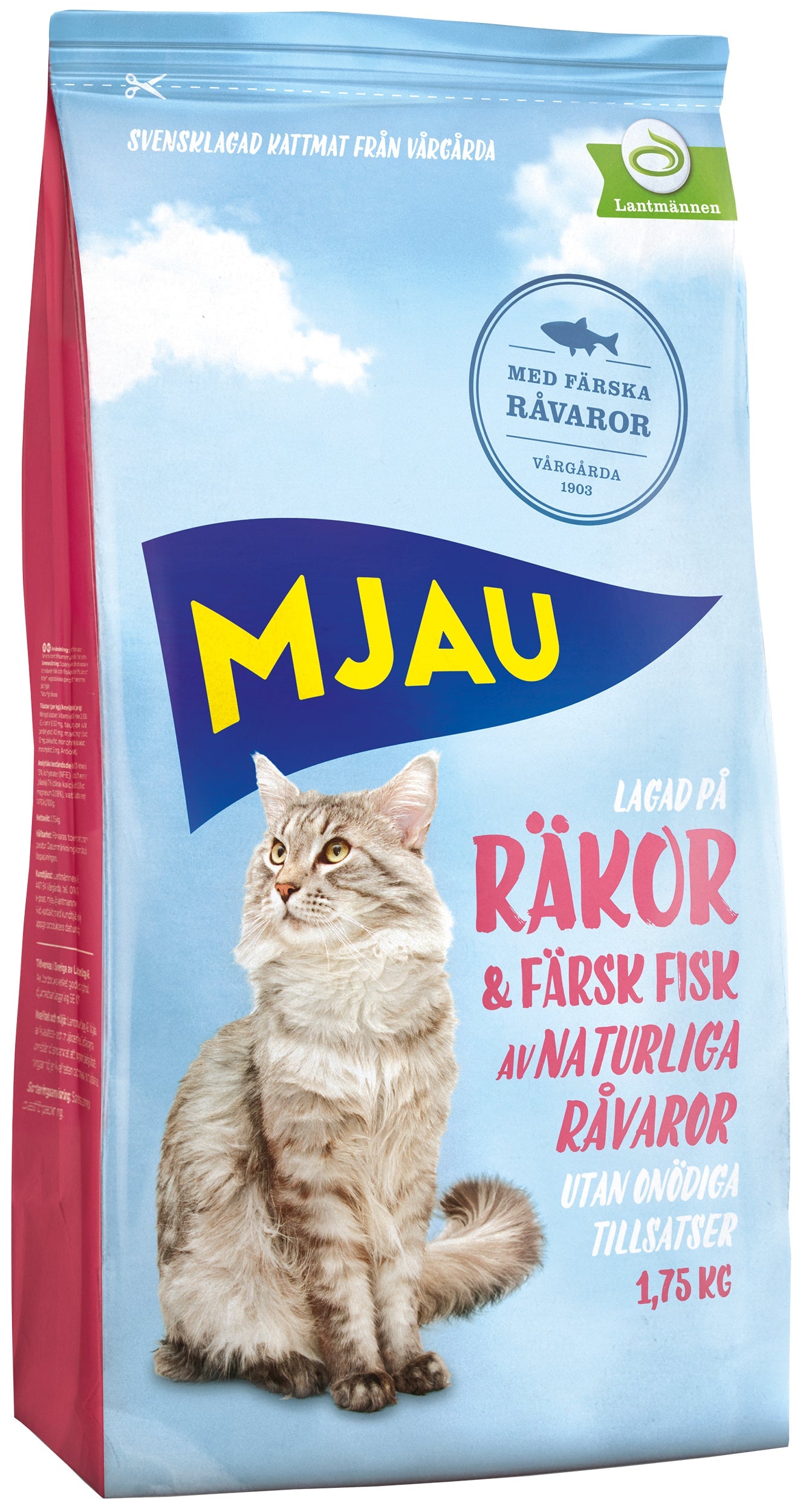 Mjau Torrfoder för katt med Räkor 1,75kg