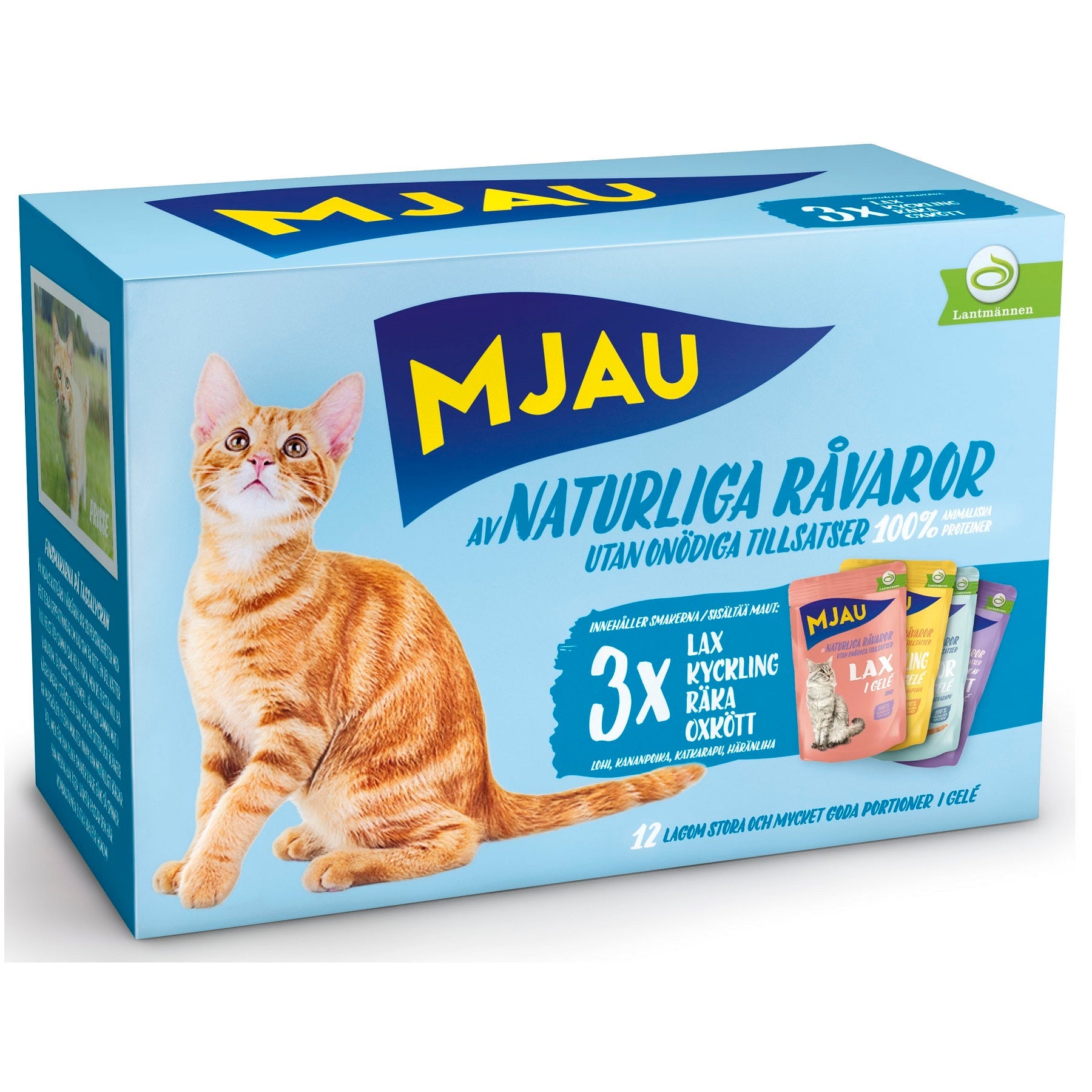 Mjau Bitar I Gelé Med Kött & Fisk Mix 12x85g
