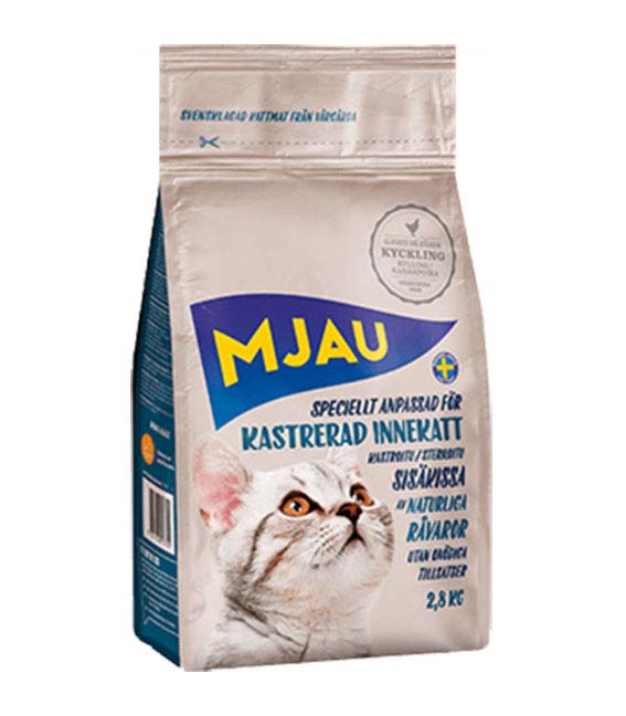 Mjau Torrfoder Till Kastrerad Innekatt 2,8kg
