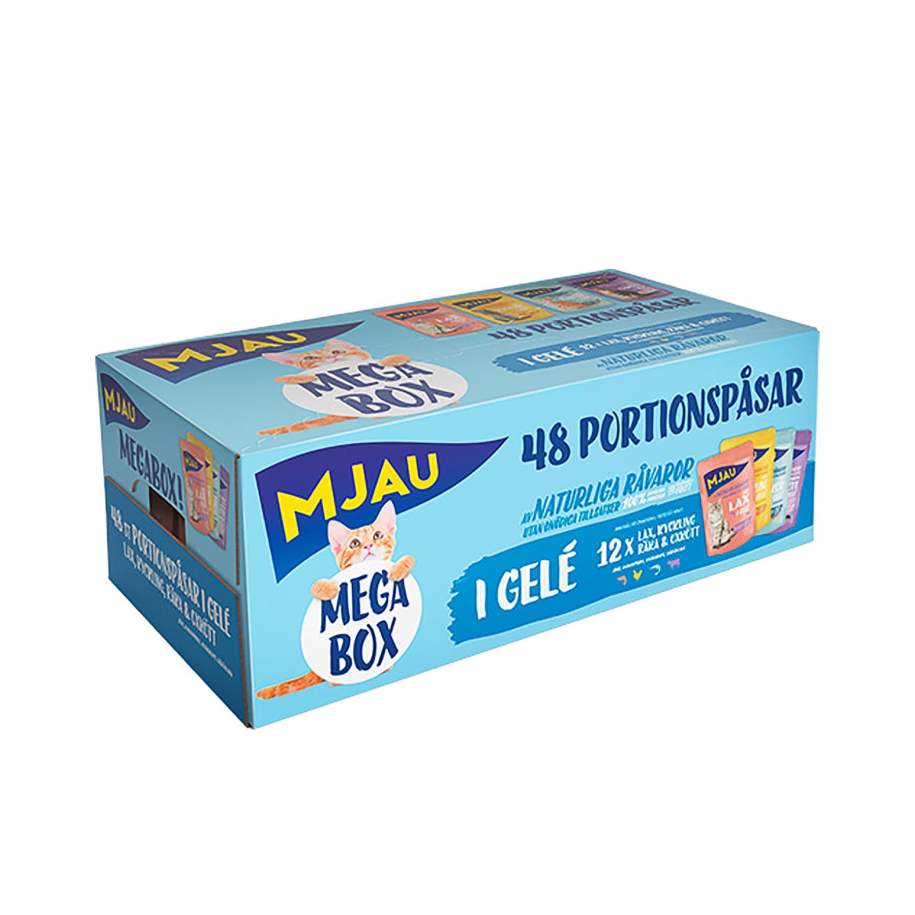 Mjau Mega Box Kött & Fisk I Gelé