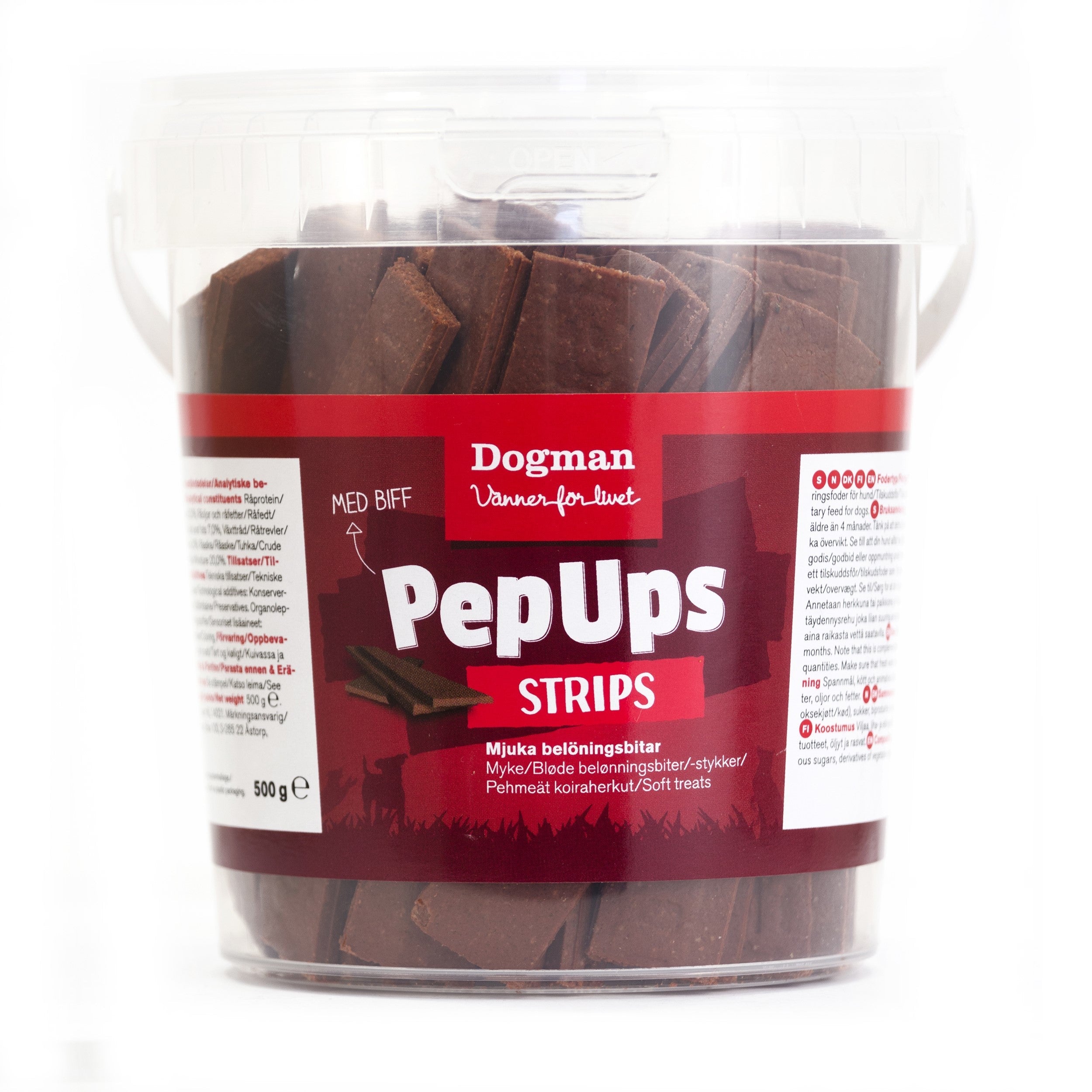 Dogman Pepups Strips Biff Hundgodis 500g