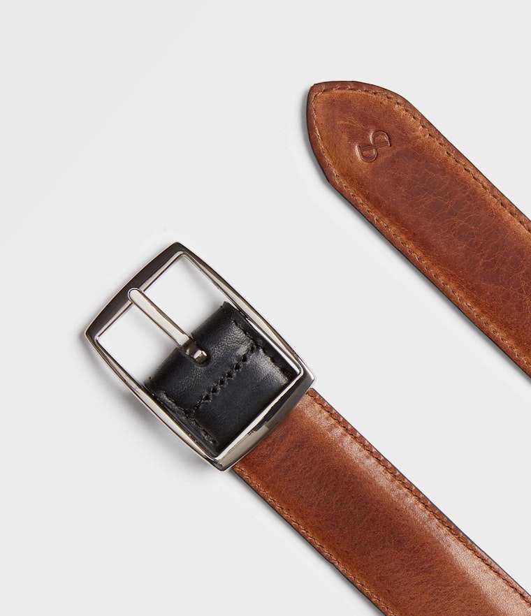 Saddler Dagon Läderbälte - Svart/cognac - Travels And Bags