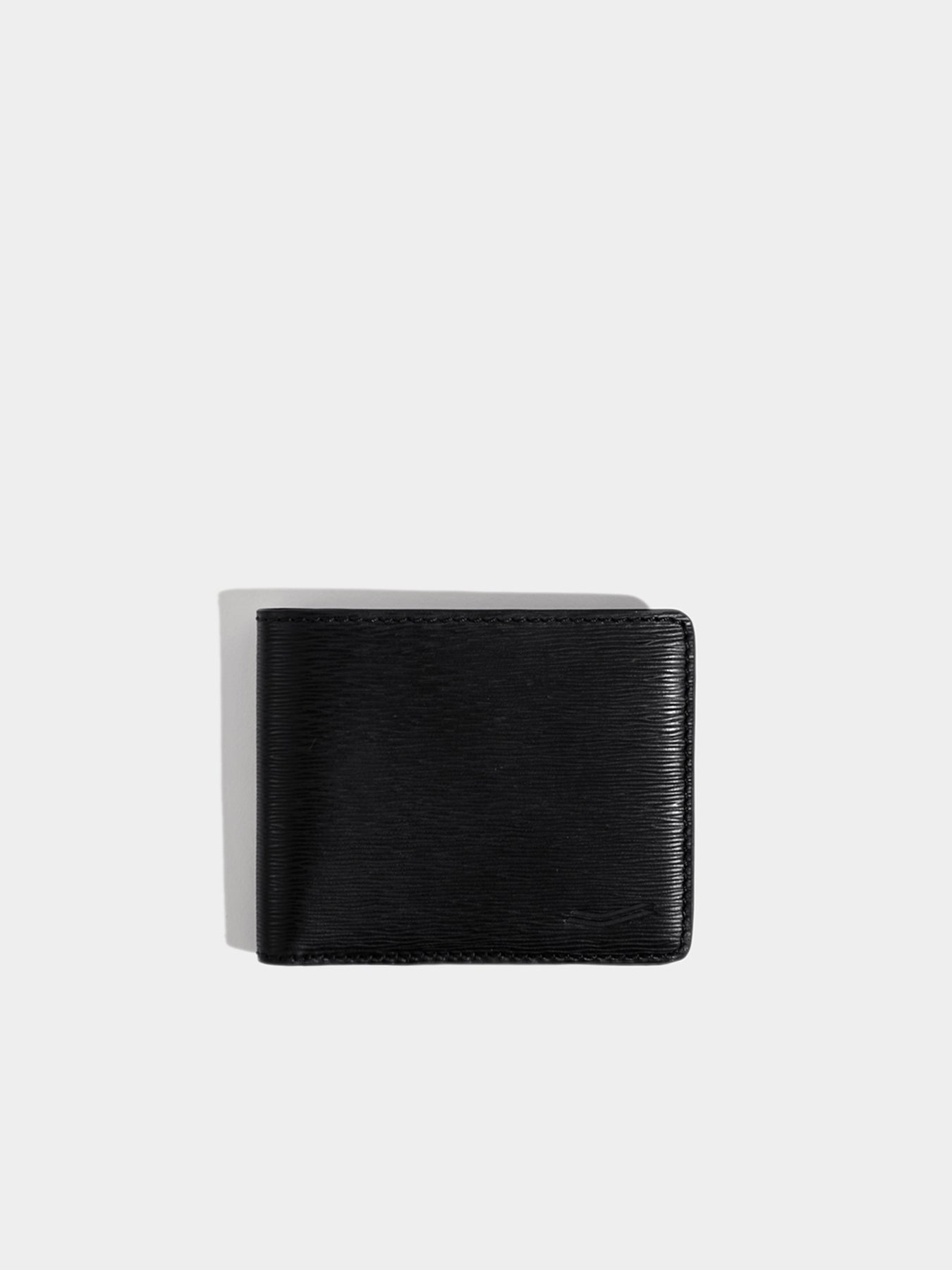 Classic Bifold Black Leather Schwarzes Leder