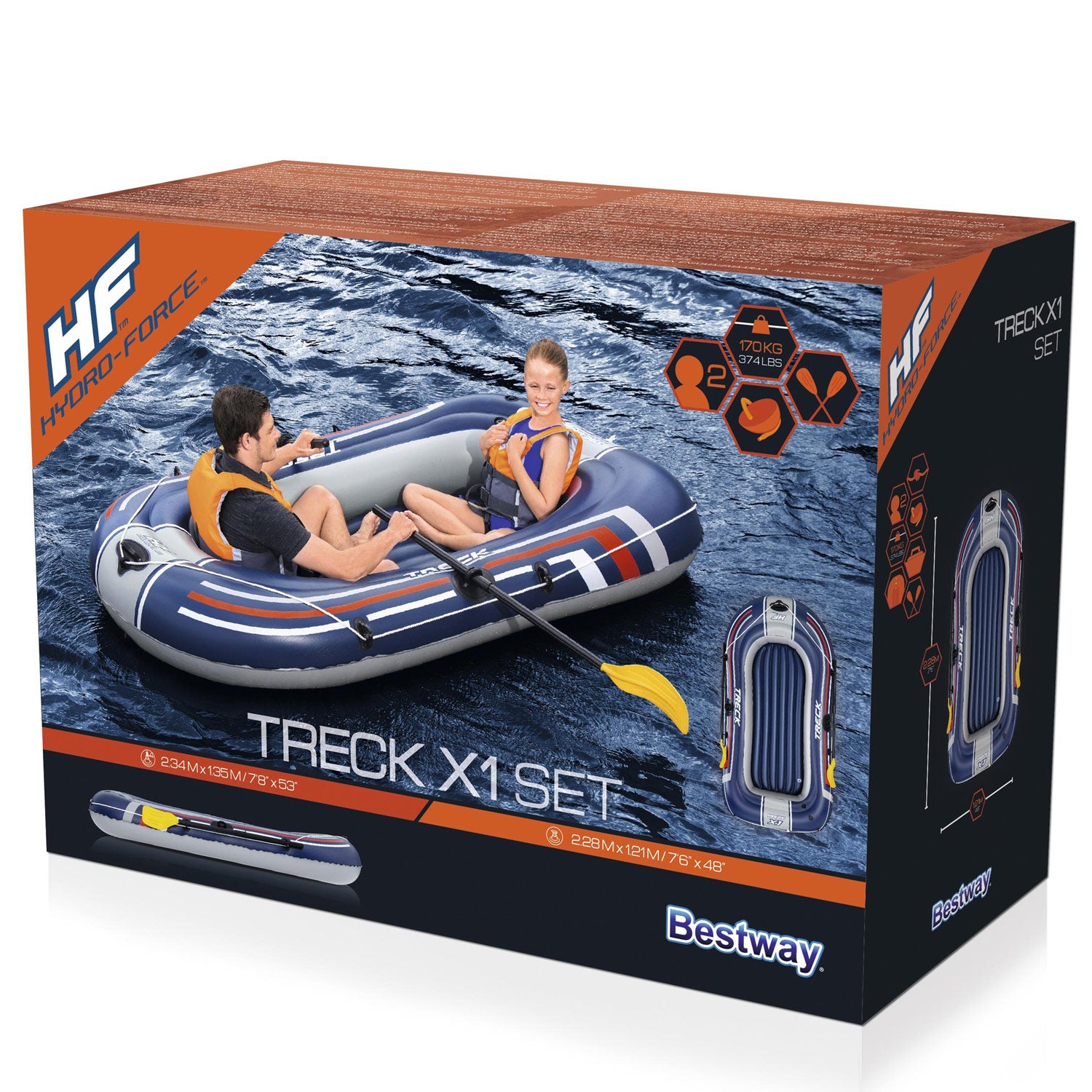 Bestway - Hydro Force Treck X1 Set Gummibåt 2.28x1.21m - Travels And Bags