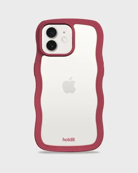 Holdit Telefonskal Wavy iPhone 12/12 Pro - Röd/Transparent - Travels And Bags