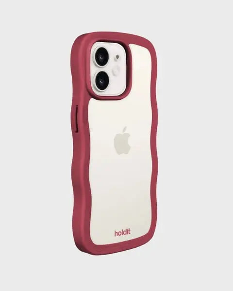 Holdit Telefonskal Wavy iPhone 12/12 Pro - Röd/Transparent - Travels And Bags