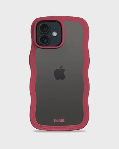 Holdit Telefonskal Wavy iPhone 12/12 Pro - Röd/Transparent - Travels And Bags