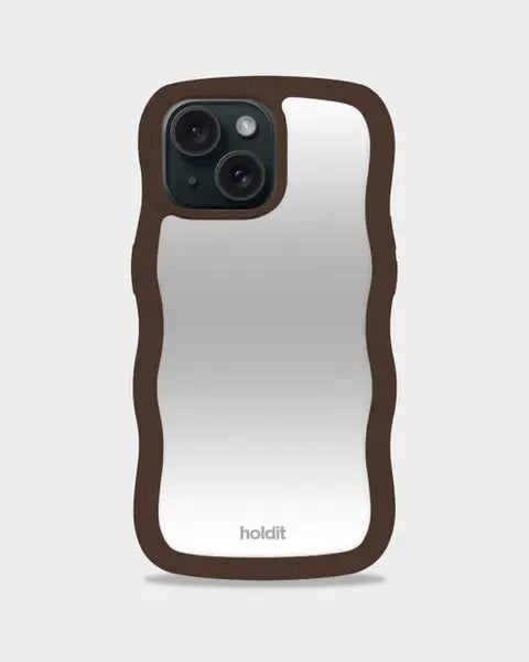 Holdit Telefonskal Wavy iPhone 15/14/13 - Mörkbrun/Spegel - Travels And Bags