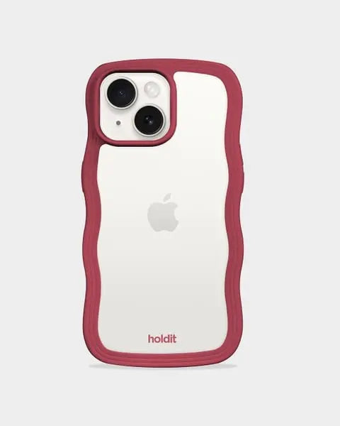Holdit Telefonskal Wavy iPhone 15/14/13 - Röd/Transparent - Travels And Bags