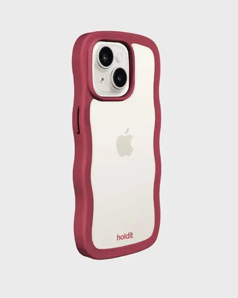 Holdit Telefonskal Wavy iPhone 15/14/13 - Röd/Transparent - Travels And Bags