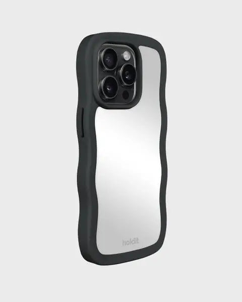 Holdit Telefonskal Wavy iPhone 14 Pro - Svart/Spegel - Travels And Bags