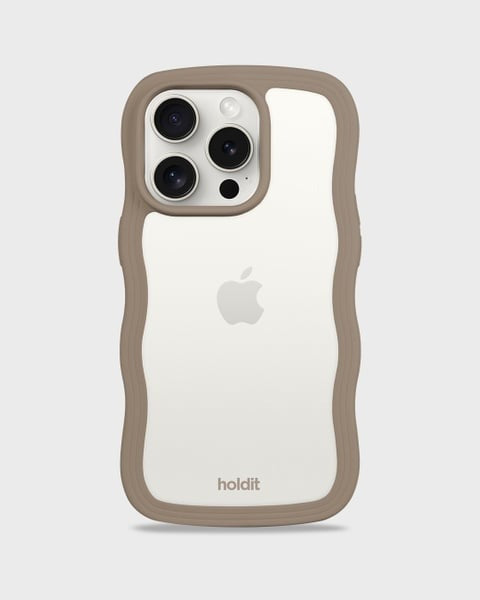 Holdit Telefonskal Wavy iPhone 14 Pro - Ljusbrun/Transparent - Travels And Bags