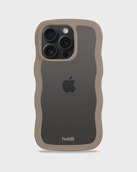 Holdit Telefonskal Wavy iPhone 14 Pro - Ljusbrun/Transparent - Travels And Bags