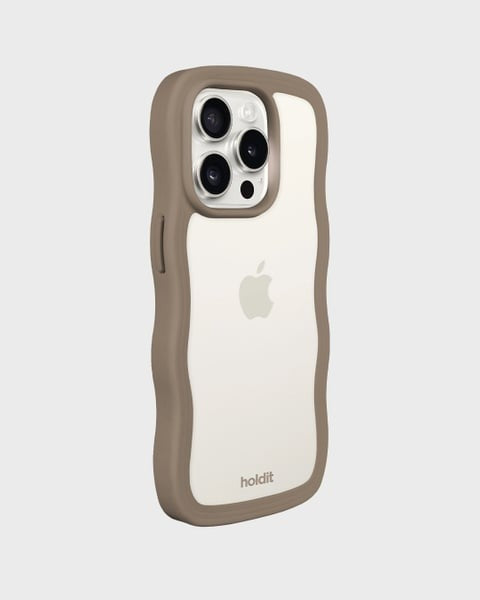 Holdit Telefonskal Wavy iPhone 14 Pro - Ljusbrun/Transparent - Travels And Bags