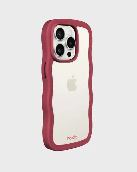 Holdit Telefonskal Wavy iPhone 14 Pro Max - Röd/Transparent - Travels And Bags
