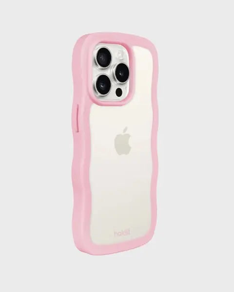 Holdit Telefonskal Wavy iPhone 14 Pro Max - Rosa/Transparent - Travels And Bags