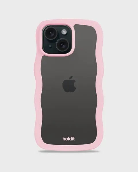 Holdit Telefonskal Wavy iPhone 15 Plus/14 Plus - Rosa/Transparent - Travels And Bags