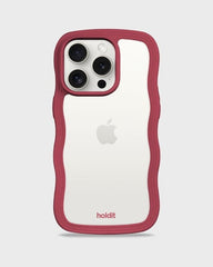 Holdit Telefonskal Wavy iPhone 15 Pro - Röd/Transparent