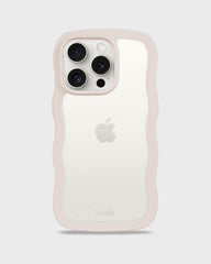 Holdit Telefonskal Wavy iPhone 15 Pro - Beige/Transparent