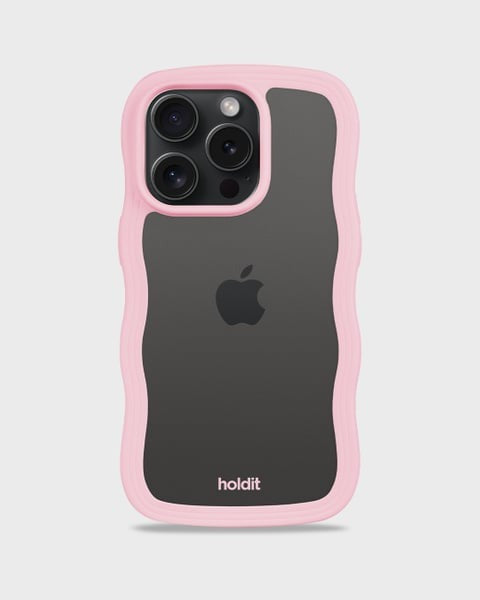 Holdit Telefonskal Wavy iPhone 15 Pro - Rosa/Transparent - Travels And Bags