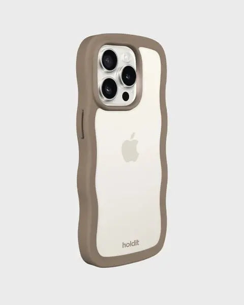 Holdit Telefonskal Wavy iPhone 15 Pro - Ljusbrun/Transparent - Travels And Bags
