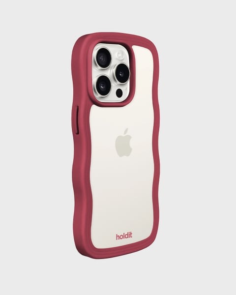 Holdit Telefonskal Wavy iPhone 15 Pro - Röd/Transparent - Travels And Bags