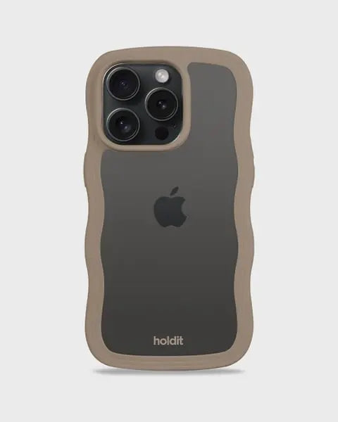 Holdit Telefonskal Wavy iPhone 15 Pro - Ljusbrun/Transparent - Travels And Bags