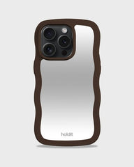 Holdit Telefonskal Wavy iPhone 15 Pro - Mörkbrun/Spegel