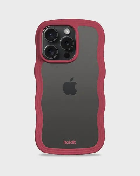 Holdit Telefonskal Wavy iPhone 15 Pro Max - Röd/Transparent - Travels And Bags