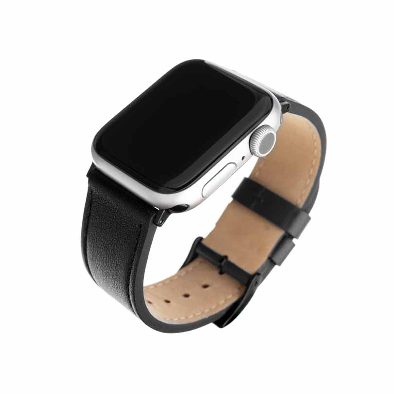 FIXED Åkta läderrem för Apple Watch 42/44/45/49mm Svart - Travels And Bags