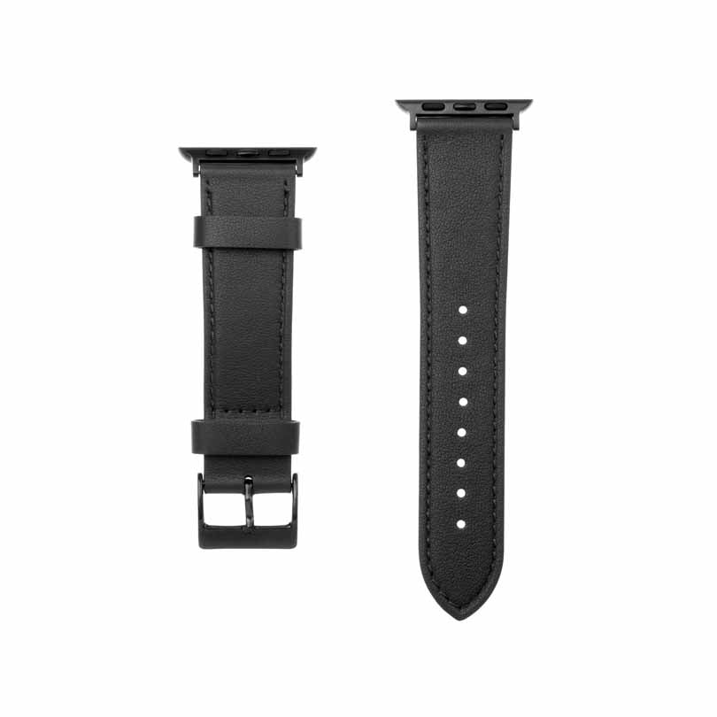 FIXED Åkta läderrem för Apple Watch 42/44/45/49mm Svart - Travels And Bags