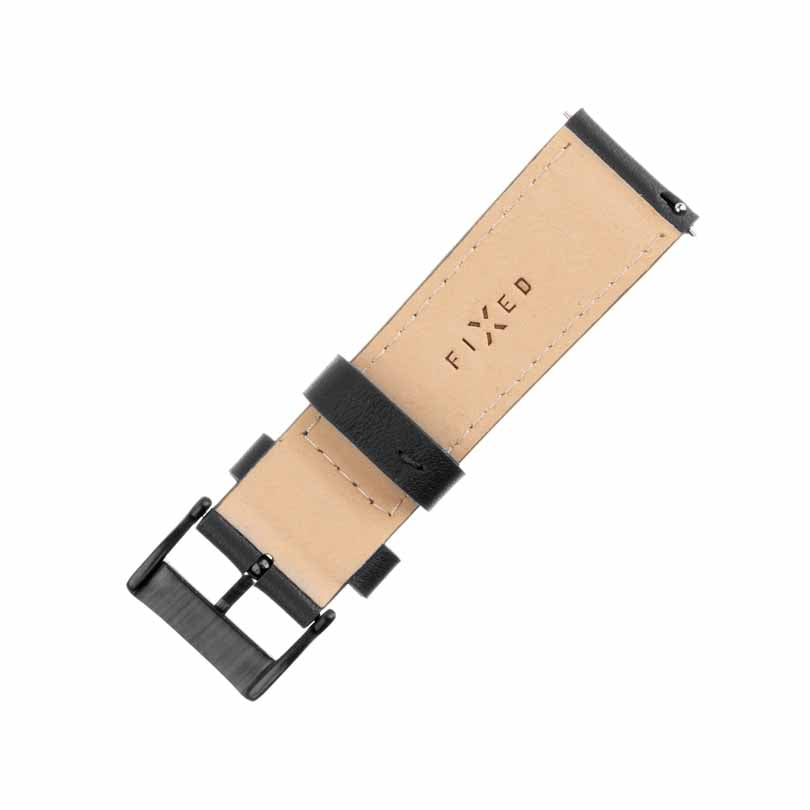 FIXED Äkta läderrem för Smartwatch Universal 22 mm Svart - Travels And Bags