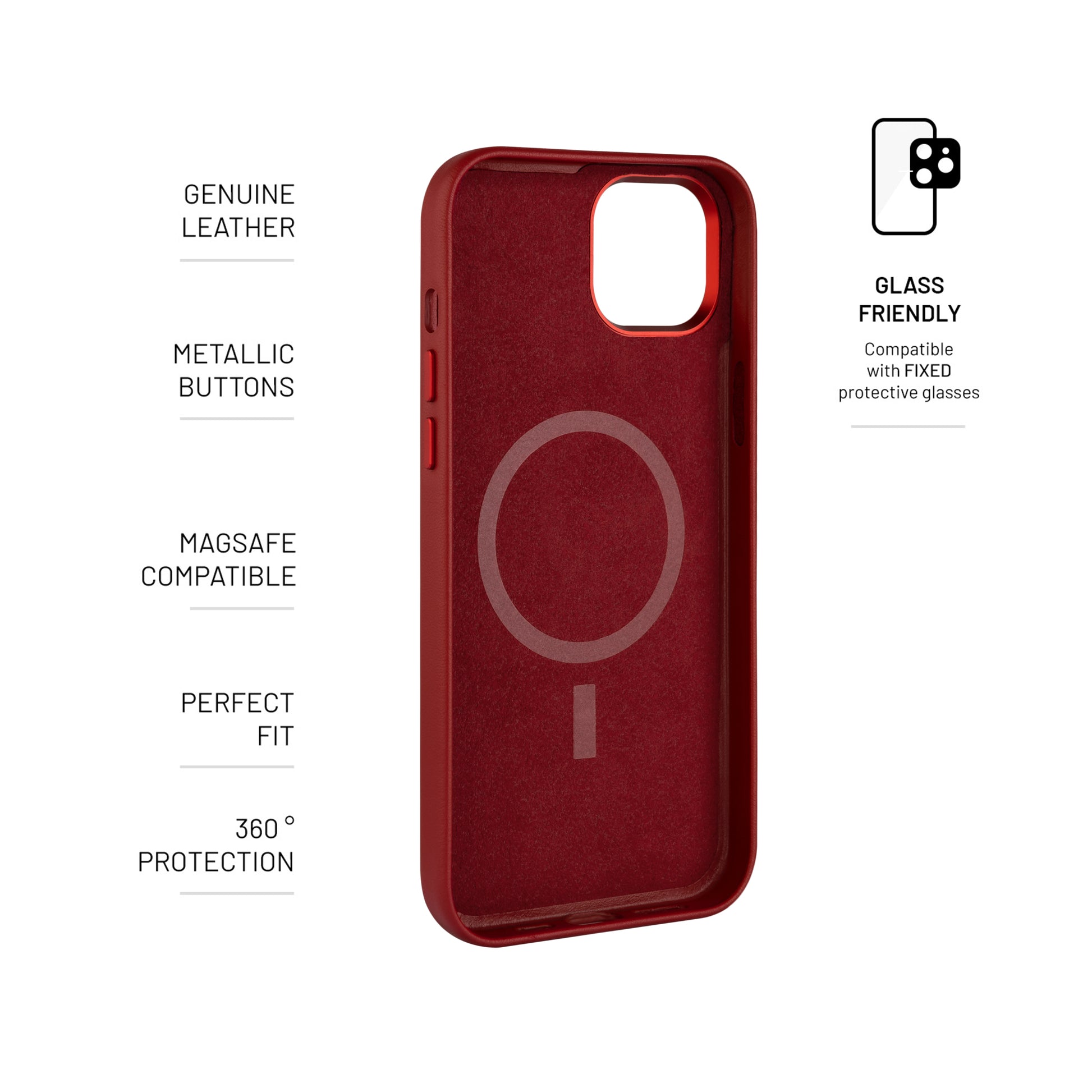 FIXED MagLeather Telefonskal iPhone 15 Röd - Travels And Bags