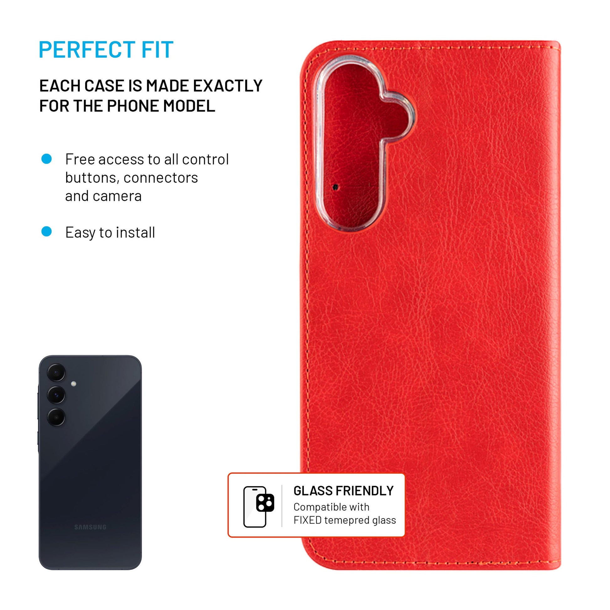 FIXED OPUS BOOK Plånboksfodral Samsung Galaxy A55 5G Röd - Travels And Bags