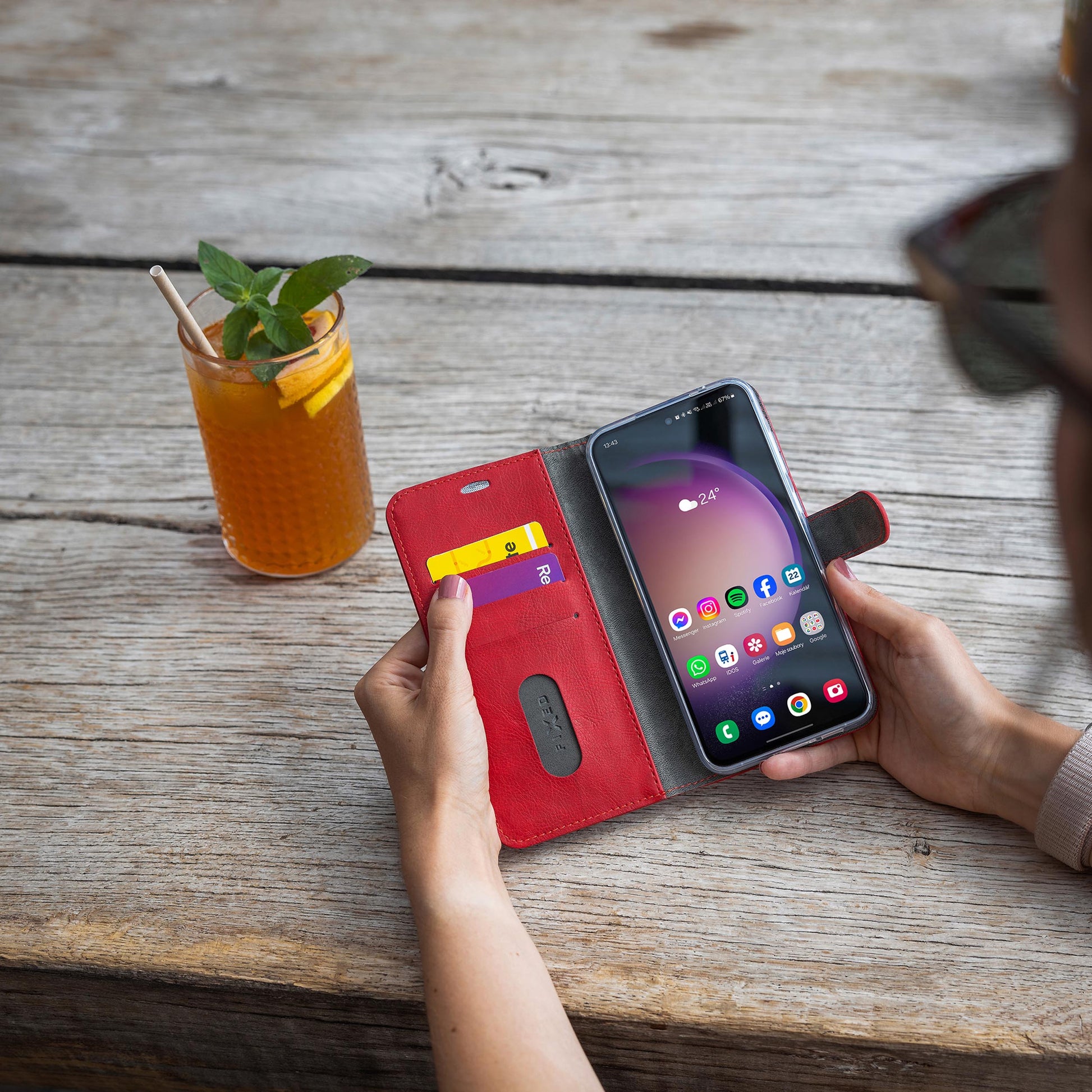 FIXED OPUS BOOK Plånboksfodral Samsung Galaxy A55 5G Röd - Travels And Bags