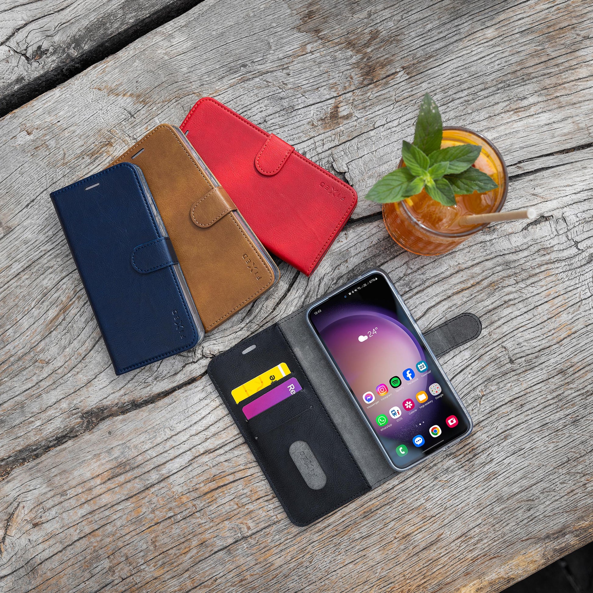 FIXED OPUS BOOK Plånboksfodral Samsung Galaxy A55 5G Röd - Travels And Bags