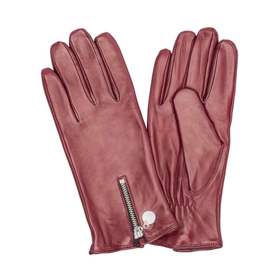 HK Damhandske Lammnappa Metalldragkedja - Burgundy