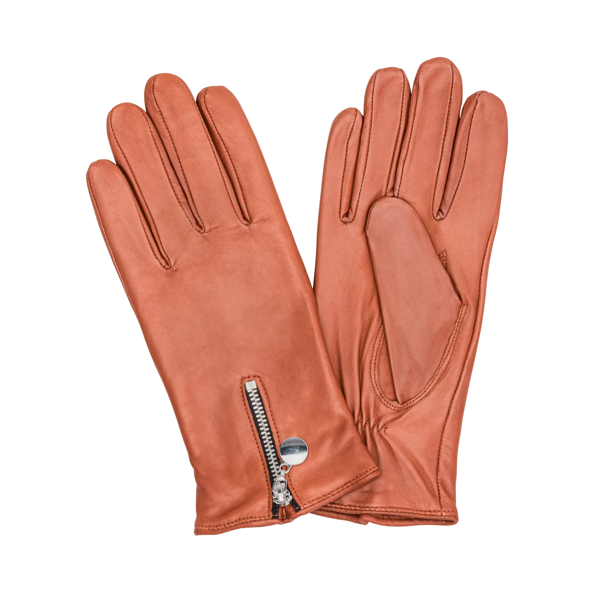 HK Damhandske Lammnappa Metalldragkedja - Cognac