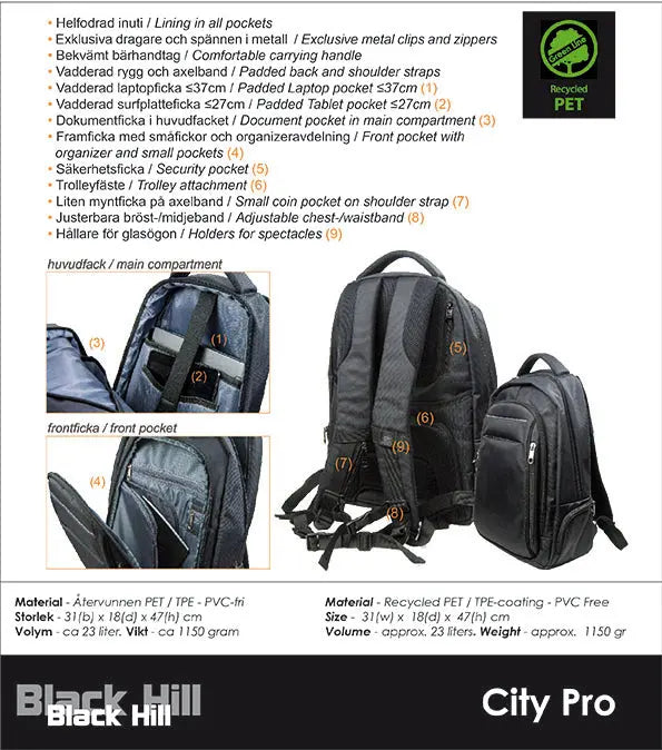 Blackhill City Pro Ryggsäck - Travels And Bags