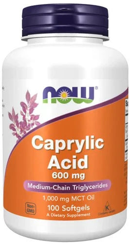NOW Foods NOW3347 Caprylic Acid 600 mg - 100 Mjuka Kapslar