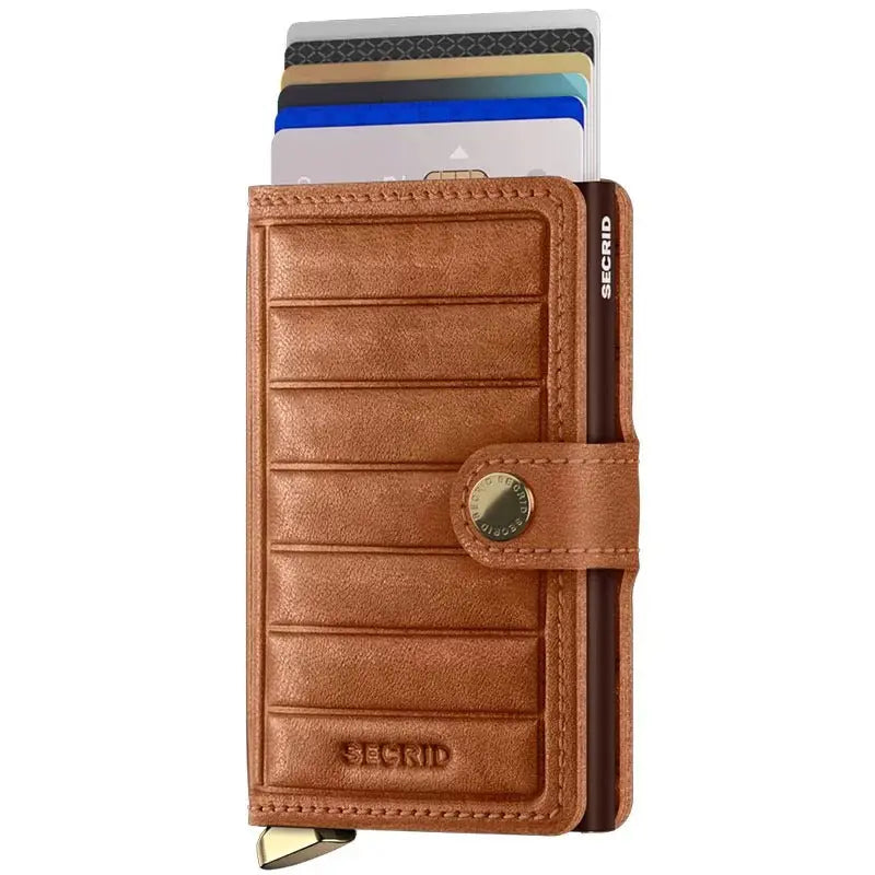 Secrid Premium Miniwallet Kortplånbok - Emboss Lines Cognac Secrid