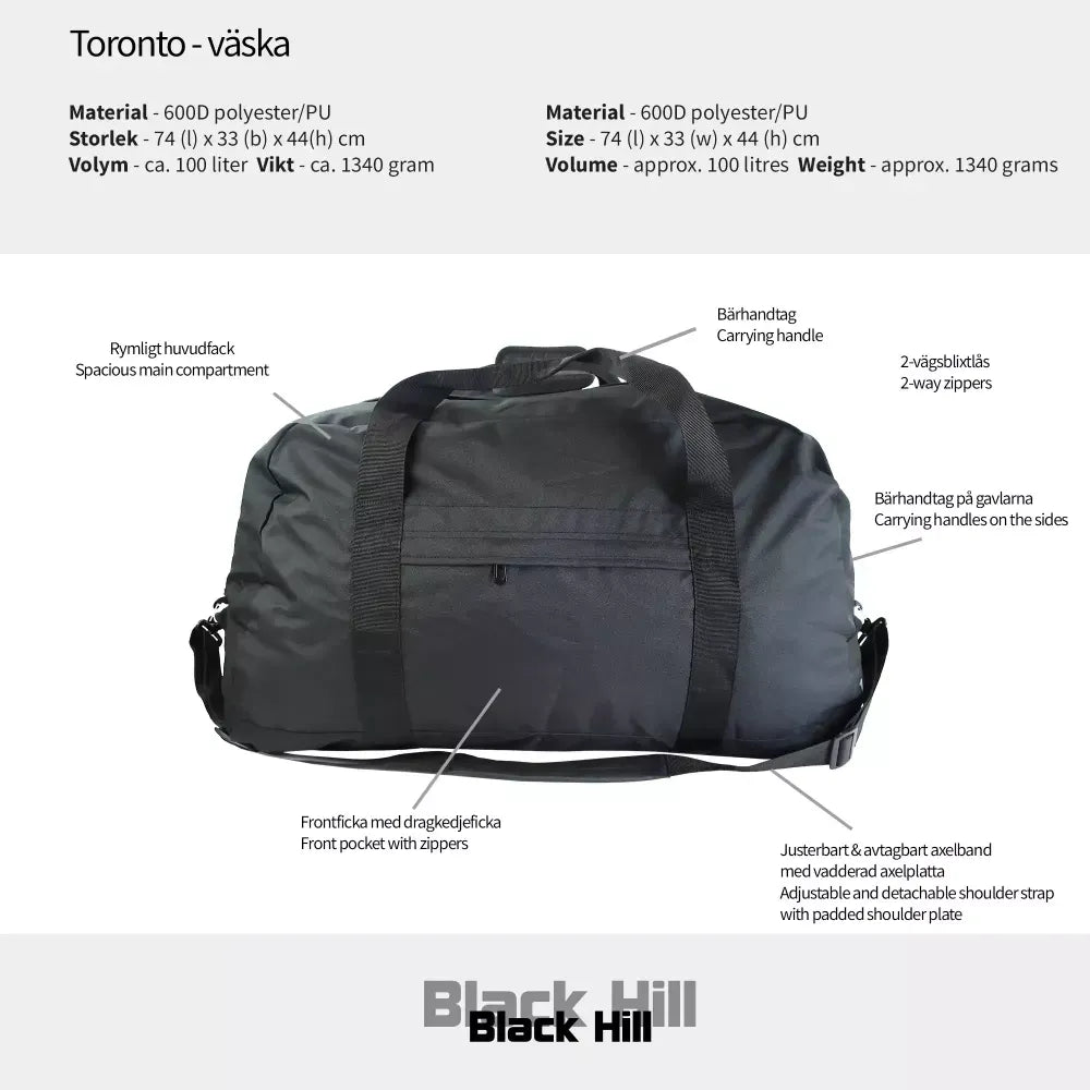 Black Hill Toronto Sportväska 100L - Svart